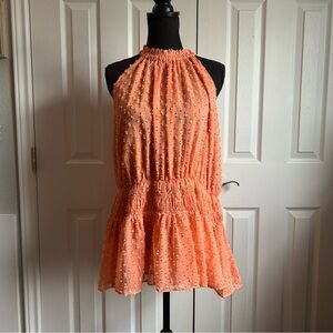 Cato orange 3D high neck chiffon sleeveless blouse